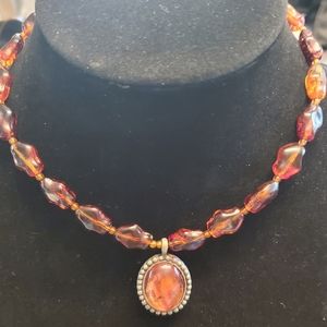 Ambertoned beaded necklace